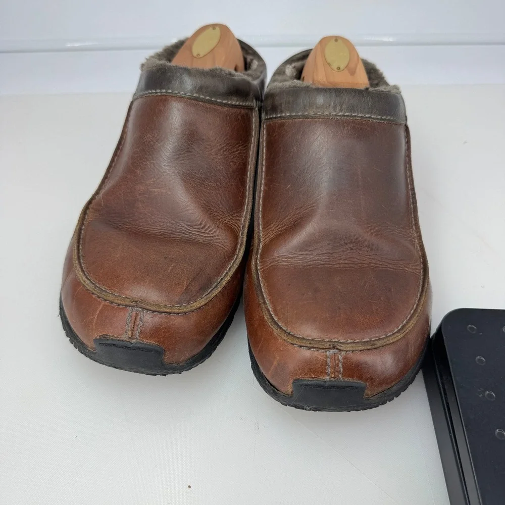 Merrell Encore Clogs Men 10 Brown Leather Sherpa Lined Slip On Comfort Outdoor
